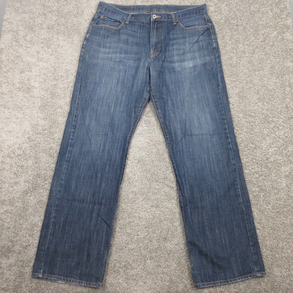 Lucky Brand Jeans Mens‎ 36x32 Blue Relaxed Straight Faded Cotton Denim Pants